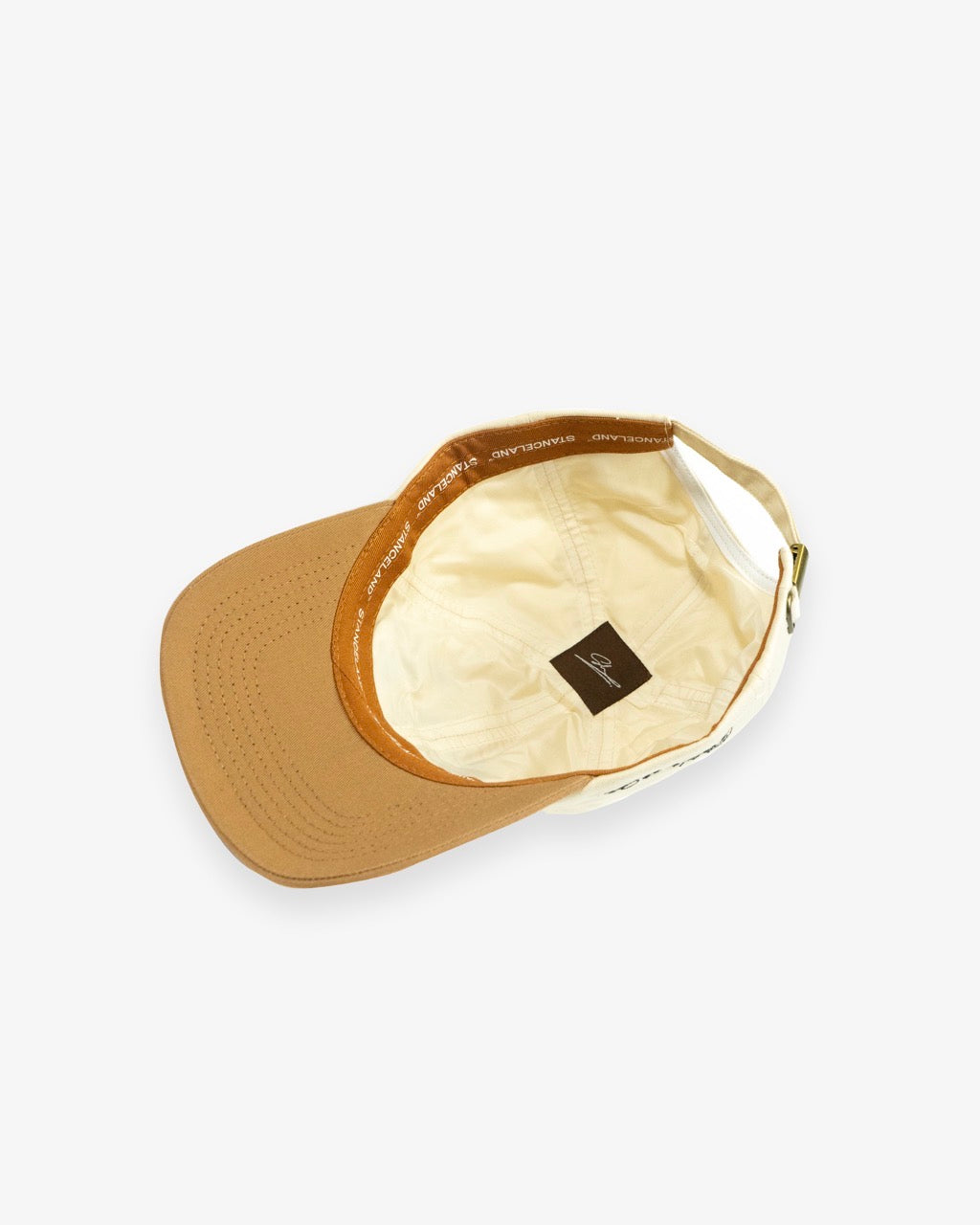 BEIGE BASEBALL HAT BROWN BRIM