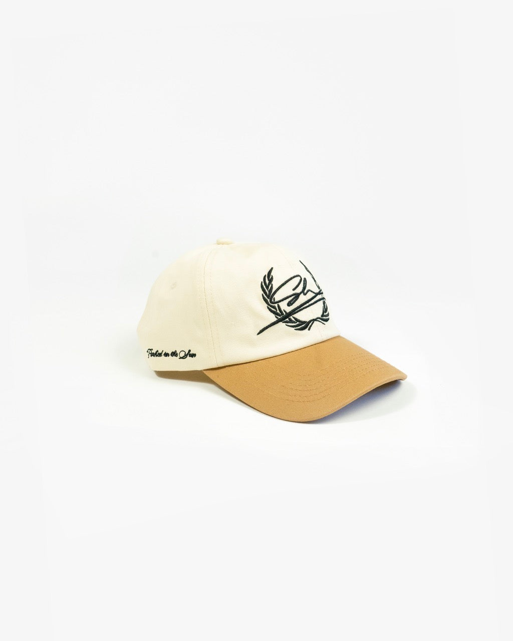 BEIGE BASEBALL HAT BROWN BRIM
